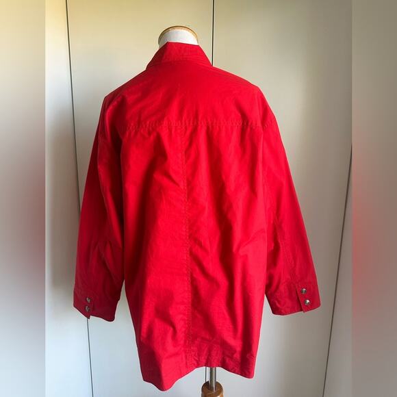 Vintage Womens Jacket Spring Chore Jacket Red Size Medium Oversized Snap - Picture 6 of 11